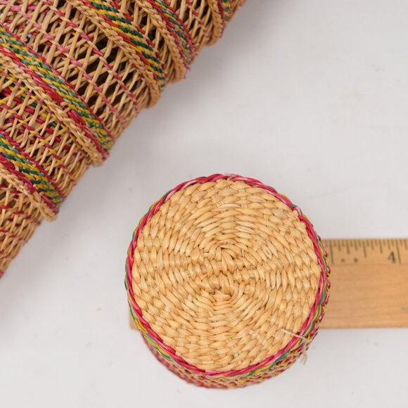 Woven Wicker Rattan Beverage Glass Holder Multicolor Bohemian Beachy Cup Sleeves - Picture 10 of 11